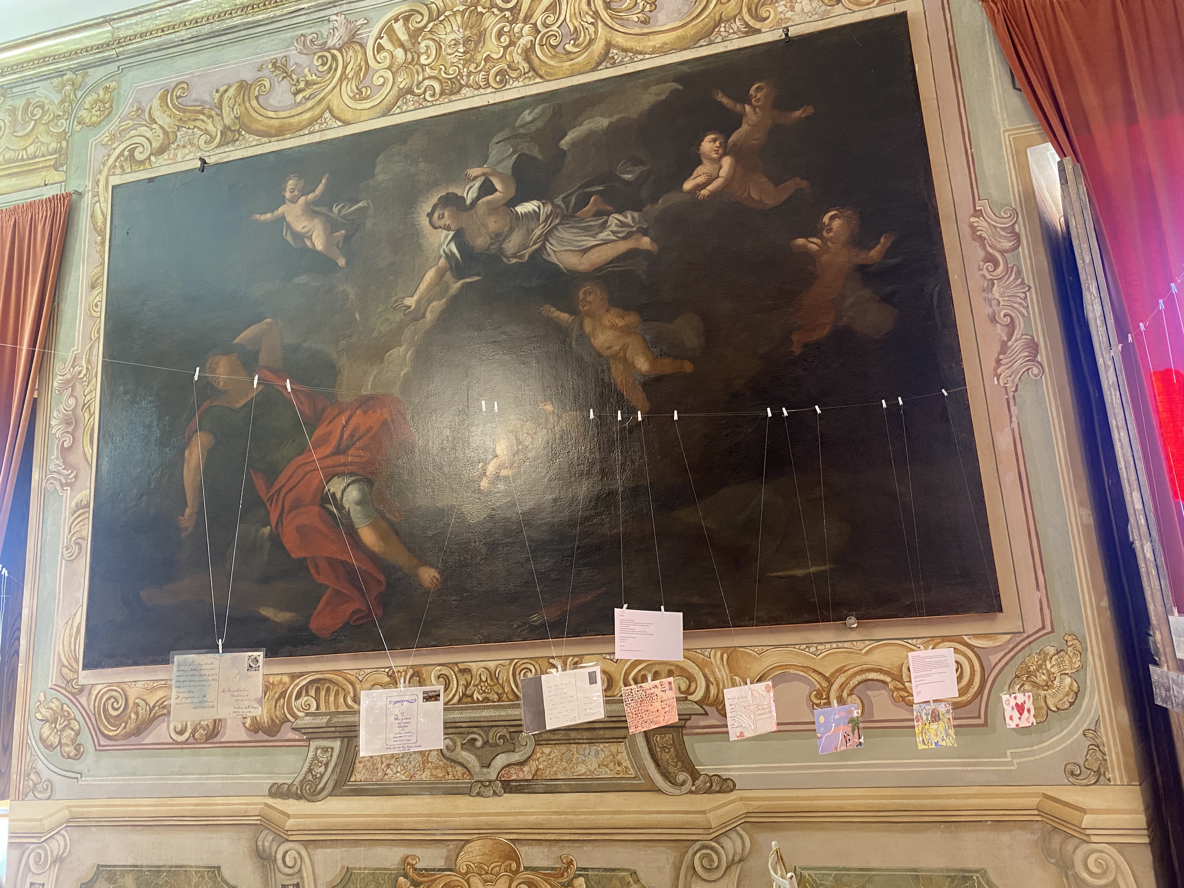 Palazzo Gallio, Alvito — postcards on display